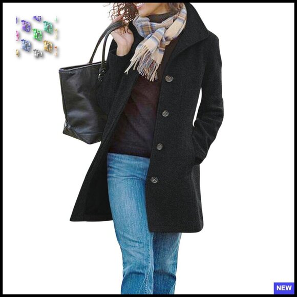 Jackets & Blazers - Wool Blend Pea Coat Classic Trench Overcoat Loose Fit Elegant Winter Chic